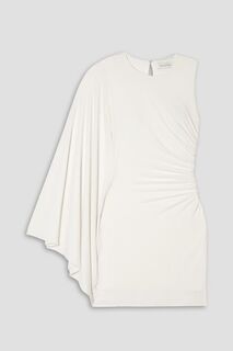 Платье мини Kenna из джерси с одним рукавом и сборками HALSTON, белый
