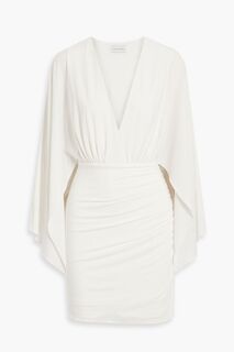 Платье мини Oaklyn из эластичного джерси со сборками HALSTON, белый