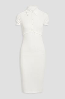 Платье-рубашка из джерси в рубчик с вырезами HELMUT LANG, белый