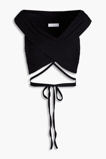 Укороченный топ Caity из эластичного модала в рубчик с открытыми плечами SIMKHAI, черный