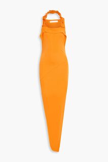 Платье макси эластичной вязки с вырезом и декором HELMUT LANG, оранжевый
