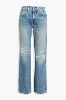 Прямые джинсы с высокой посадкой и потертостями SLVRLAKE, синий