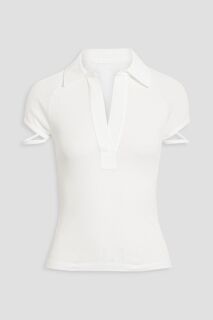 Рубашка-поло из хлопкового джерси в рубчик HELMUT LANG, белый