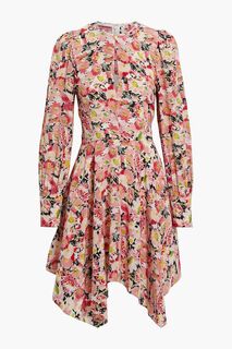 Асимметричное платье из шелкового шифона с цветочным принтом STELLA MCCARTNEY, розовый