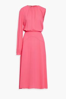 Платье миди из эластичного крепа с одним рукавом и сборками STELLA MCCARTNEY, розовый