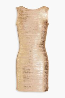 Бандажное платье мини с металлизированным покрытием HERVÉ LÉGER, золотой