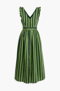 Платье миди Carmen в полоску из лиоцелла IRIS &amp; INK, зеленый