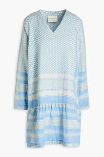 Платье мини из хлопка и жаккарда со сборками SUMMERY COPENHAGEN, синий