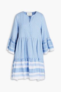 Платье мини Julia со сборками из хлопка и жаккарда. SUMMERY COPENHAGEN, синий