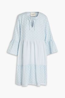 Платье мини Zoe со сборками из хлопка и жаккарда. SUMMERY COPENHAGEN, синий