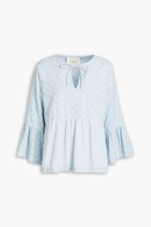 Блузка Zoe со сборками из хлопкового жаккарда SUMMERY COPENHAGEN, синий