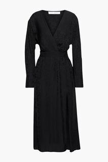 Платье миди Antero из атласного жаккарда с запахом IRO, черный