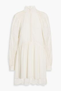 Платье мини Deorro из крепа с кружевными вставками крючком IRO, белый