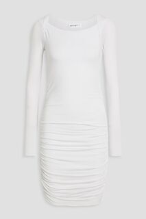 Мини-платье из джерси с узором Micro Modal со сборками THE LINE BY K, белый