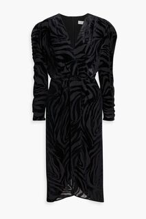 Бархатное платье миди Nervez с запахом и эффектом деворе IRO, черный