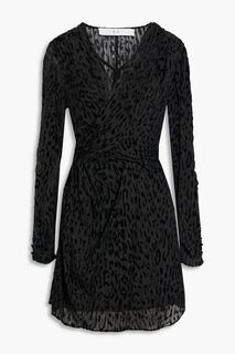 Платье мини Layana из шелкового шифона с запахом и эффектом деворе IRO, черный