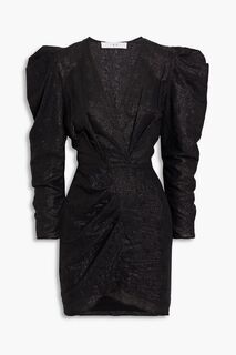 Платье мини Harris из смесового хлопка с эффектом металлик и запахом IRO, черный