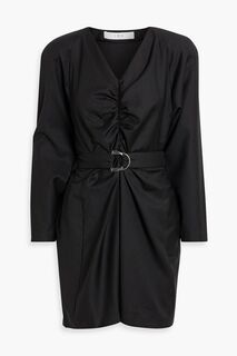 Платье мини Baomi из шерстяного твила со сборками и поясом IRO, черный