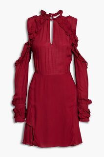 Газовое платье мини Hanie с открытыми плечами и оборками IRO, бордовый