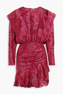 Платье мини Murai из смесового шелкового жоржета с эффектом металлик fil-купе IRO, фуксия