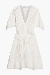 Мини-платье Balco из плиссированного льна с потертостями и смесовым тенселем IRO, белый