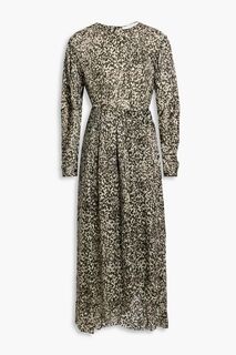 Плиссированное платье миди Romeri из шелкового крепона с леопардовым принтом IRO, животный принт