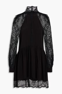 Платье мини Deorro из крепа с кружевными вставками крючком IRO, черный