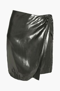 Мини-юбка Shanina с запахом и эффектом ламе IRO, металлический