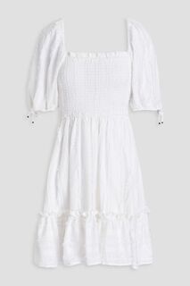 Платье мини Okimi Loulou со сборками из хлопка и льна TIGERLILY, белый