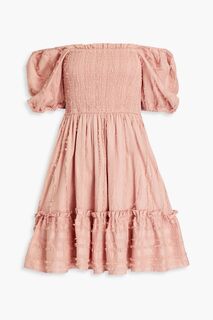 Платье мини Okimi Loulou со сборками из хлопка и льна TIGERLILY, розовый