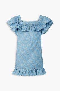 Платье мини из хлопка и льна с цветочным принтом The Cry Baby THE VAMPIRE&apos;S WIFE, синий