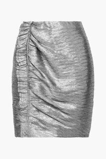 Юбка мини Frisus из ламе с оборками IRO, серебряный