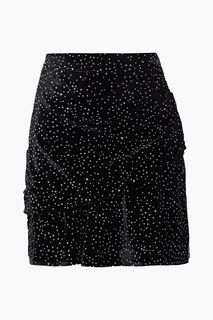Бархатная мини-юбка Joleta с драпировкой и блестками IRO, черный