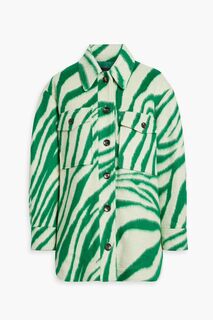 Куртка из матовой шерсти с зебровым принтом ISABEL MARANT, зеленый