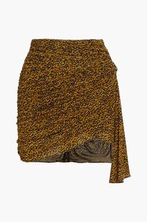 Креповая мини-юбка Jominy асимметричного кроя со сборками и леопардовым принтом ISABEL MARANT, животный принт