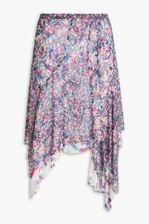Многослойная мини-юбка Omyles из шелкового крепона с цветочным принтом ISABEL MARANT, синий