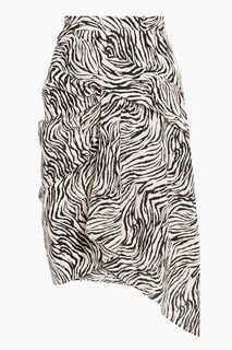 Асимметричная юбка Roly из смесового шелка с зебровым принтом ISABEL MARANT, экру