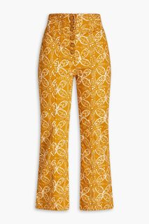 Расклешенные джинсы Ellis с высокой посадкой и цветочным принтом ULLA JOHNSON, горчичный