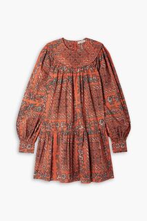 Платье мини Ria из хлопкового поплина с принтом и сборками ULLA JOHNSON, красный