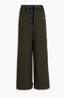 Широкие брюки Kirkley из хлопка в полоску ULLA JOHNSON, зеленый