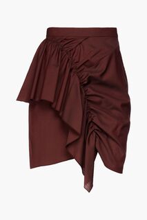 Мини-юбка из шерстяного крепа с асимметричными сборками и оборками ISABEL MARANT ÉTOILE, бордовый