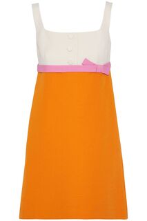 Мини-платье в стиле колор-блок из смеси шерсти и шелка VALENTINO GARAVANI, оранжевый