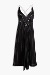 Платье миди из многослойного джерси и вуали с отстрочкой VALENTINO GARAVANI, черный