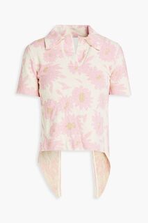 Махровая рубашка-поло Bagnu с цветочным принтом и вырезами JACQUEMUS, розовый