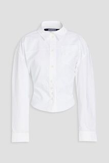 Рубашка из хлопкового поплина с вырезом цвета морской волны JACQUEMUS, белый