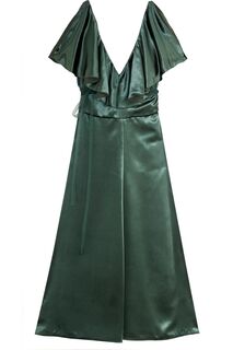 Бархатное платье с рюшами VALENTINO GARAVANI, изумрудный