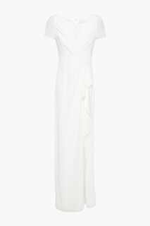 Свадебное платье из кади с драпировкой и кружевными вставками Camellia JENNY PACKHAM, слоновая кость