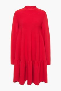 Платье мини из кади со сборками VALENTINO GARAVANI, красный