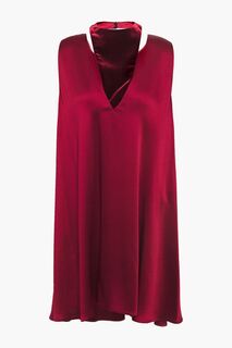 Платье мини из крепдешина с бархатными вставками и вырезами VALENTINO GARAVANI, красный