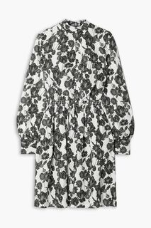 Платье мини из шелкового крепдешина с цветочным принтом JASON WU, черный